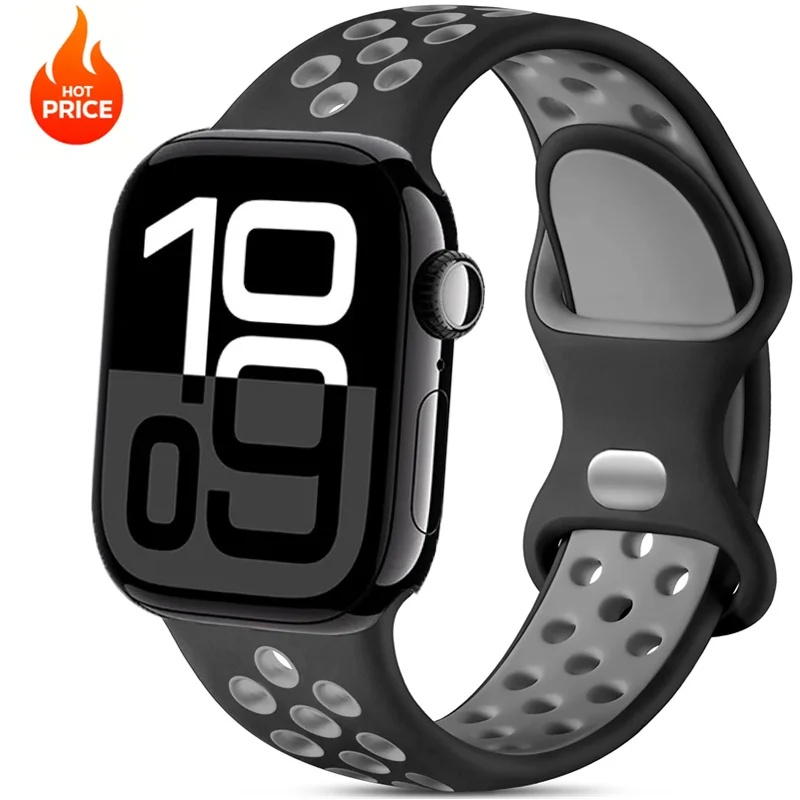 

Sport Silicone Strap for Apple Watch Bands 46mm 44-40-42-41mm 45mm Air-hole Bracelet iWatch Series 11/10/9/8/7 6 SE Ultra 2 49mm
