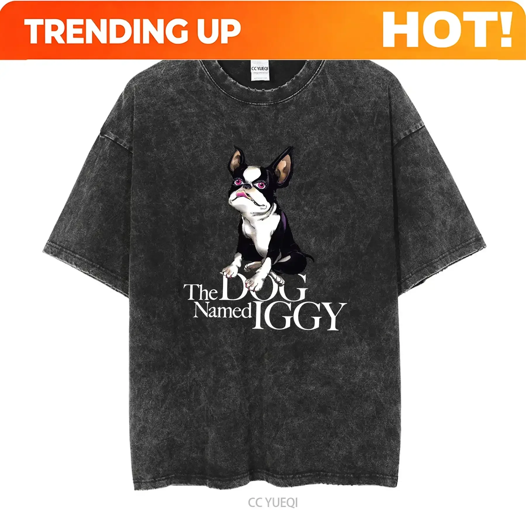 Customization Shirt JoJo's Bizarre Adventure Jojo Exhibition Iggy T Shirt M Long Or Short Sleeves Vintage Washed Graphic Streetw