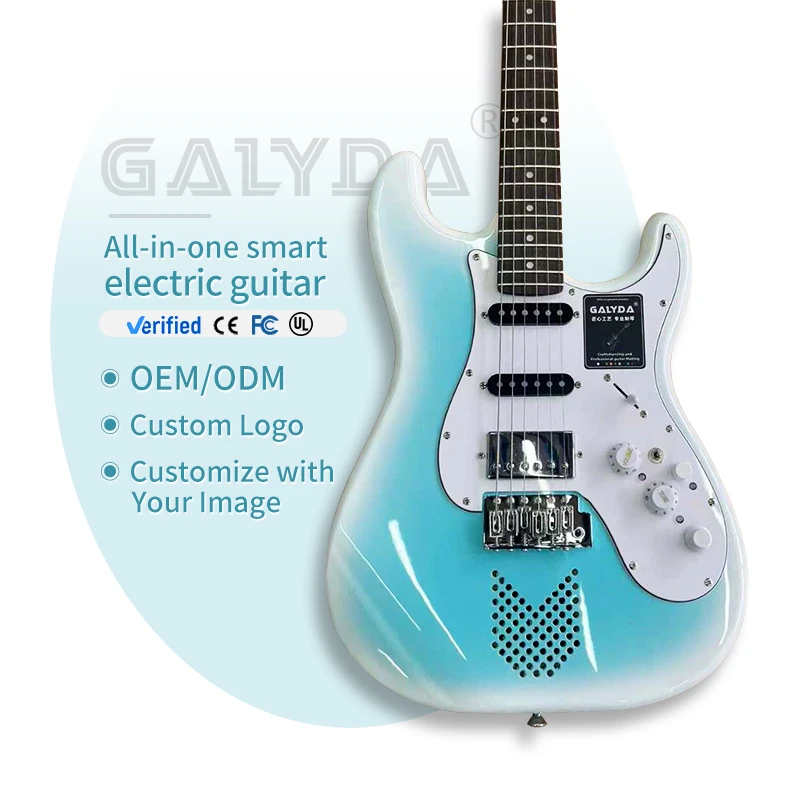 Smart Electric Guitar For Beginners Wood Construction With S-S-H Pickups Built-in Sound Effects