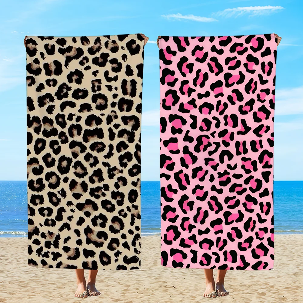 Fashion Leopard Print Towel Beach Oversized Soft Ultra Absorbent Quick Drying Large Pool Travel Camping Bathroom