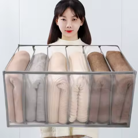 NewSweater Clothes Storage Boxes Student Dormitory Wardrobe Closet Drawer Organizer T-shirt Pants Clothing Separation Box 9 Grid