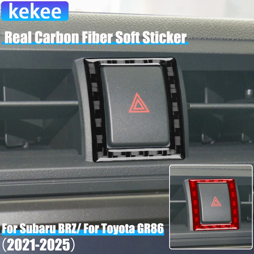 

Real Carbon Fiber Car Accessories Hazard Warning Light Cover Soft Sticker For Subaru BRZ/ For Toyota GR86 2021 2022 2023 2024 25