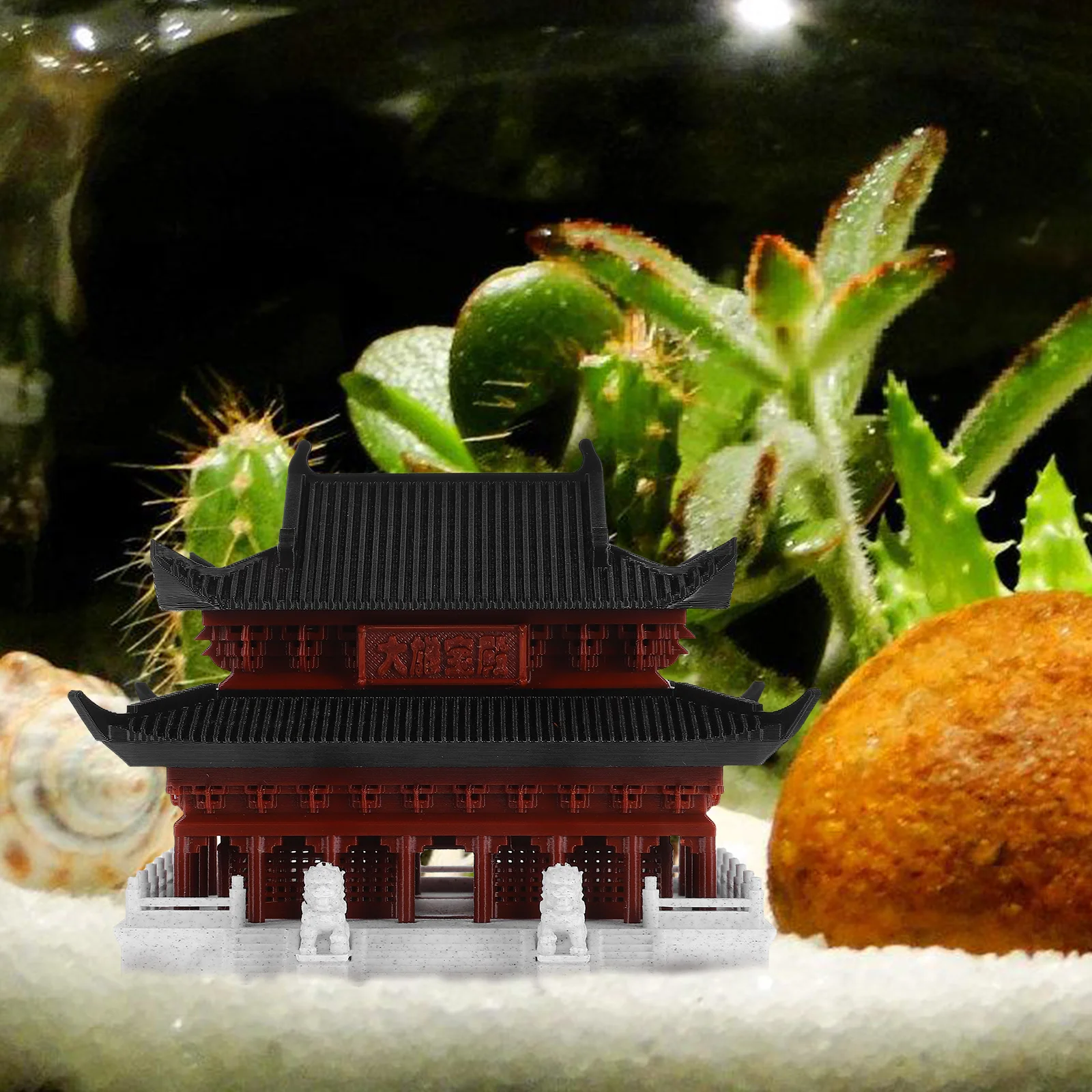 

1pc Chinese Ancient Architecture Miniature Exquisite Desktop Fish Tank Bonsai Ornament High Realism Building Sculpture Plastic