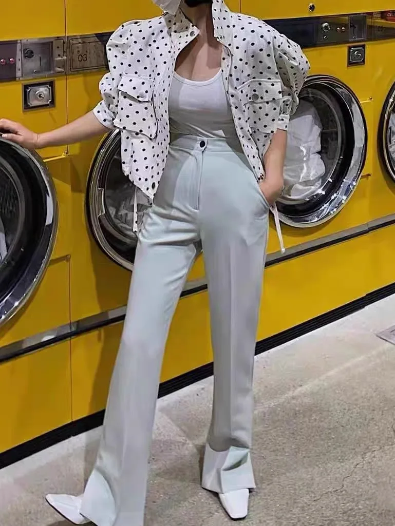 

Спецодежда в горошек Bubble Sve Jaet, женская свободная молния с воротником-стойкой, двойной топ, модный топ для поездок на работу и ветер