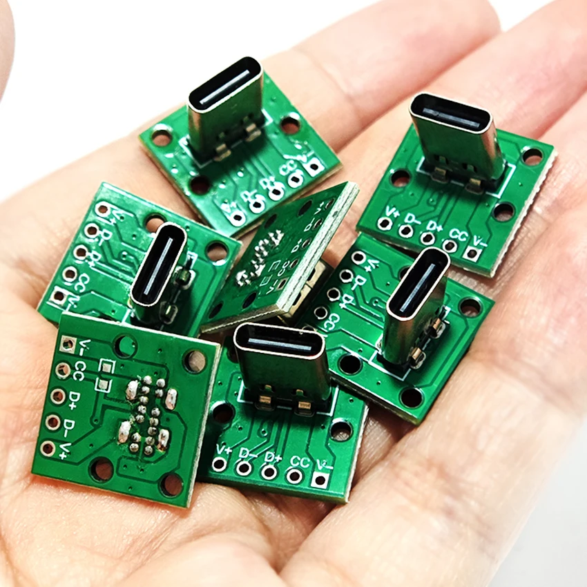 Vertical USB Type C Female Socket Patch Board 14P to 2.54 5P Circuit Board Data Test Board Type-c Usb C Connector