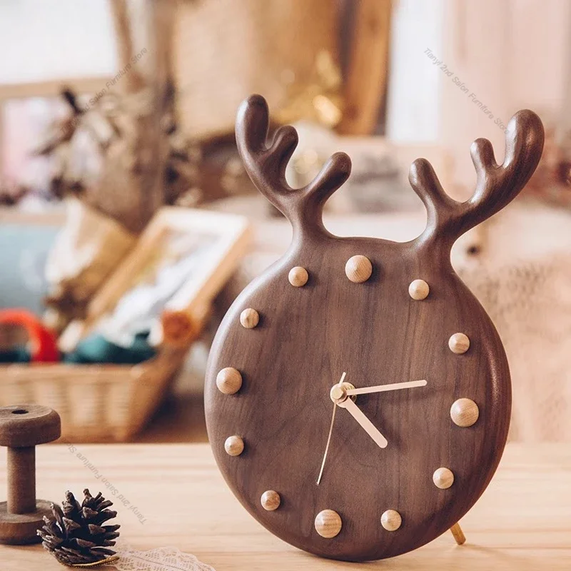 Nordic Solid Wood Wall Clocks Japanese Designer Luxury Antler Wall Clocks High-end Minimalist Home Décor Reloj De Pared FYWC