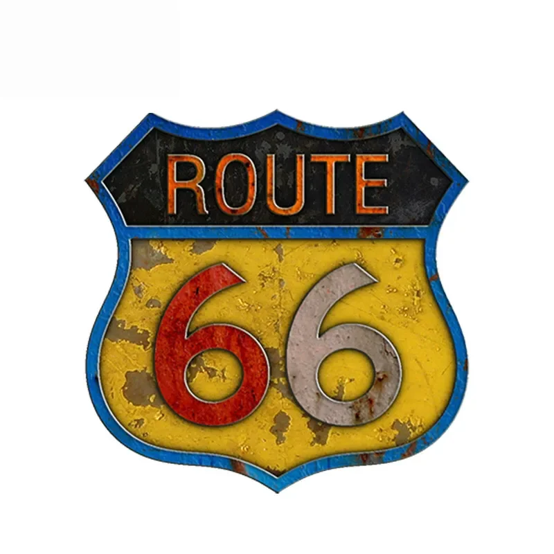 New Design Route 66 Waterproof Sunscreen Decal Vintage Car Stickers Waterproof Laptop Truck Motorcycle Car Accessories, 13cm