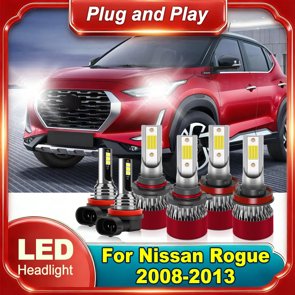

Car LED Headlight High Low Beam Headlamp Fog Light 6000K White COB Chips For Nissan Rogue 2008-2010 2011 2012 2013 Car Light