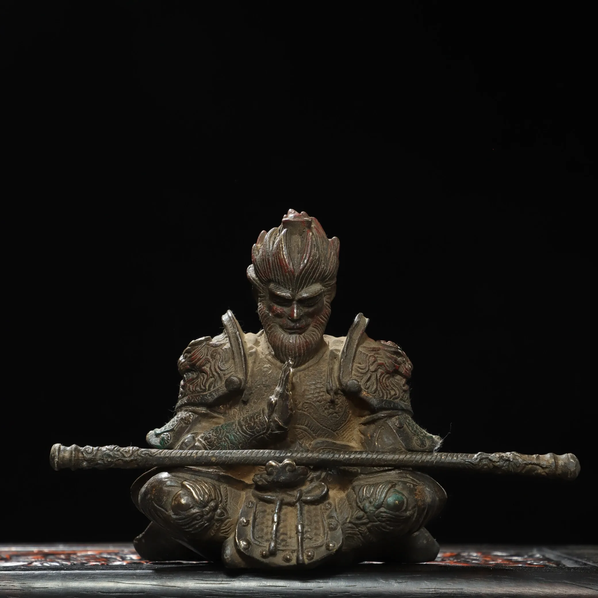 Sun Wukong figurine - Great Sage Equaling Heaven, vintage pure brass home decoration for entrance hall and Buddhist altar, ornam