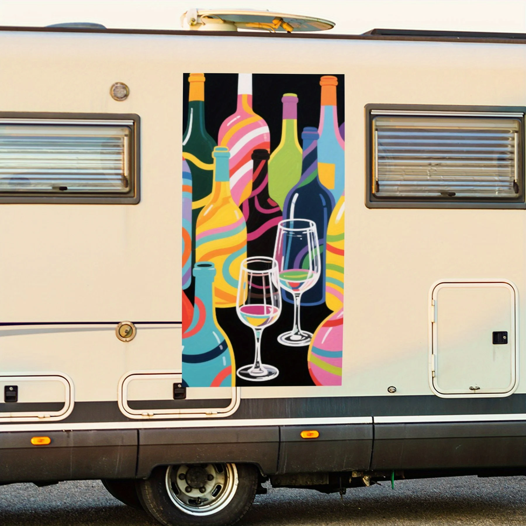 

Colorful Wine Bottles Car Sticker,Vinyl decal on the side of the motor home, waterproof self-adhesive vinyl sticker on the side