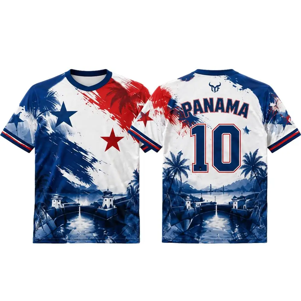 2026 New Panama Flag Print Jersey T-shirt Men Quick Dry And Breathable Sports Soccer Tee Men's And Women's Casual O-neck Tops