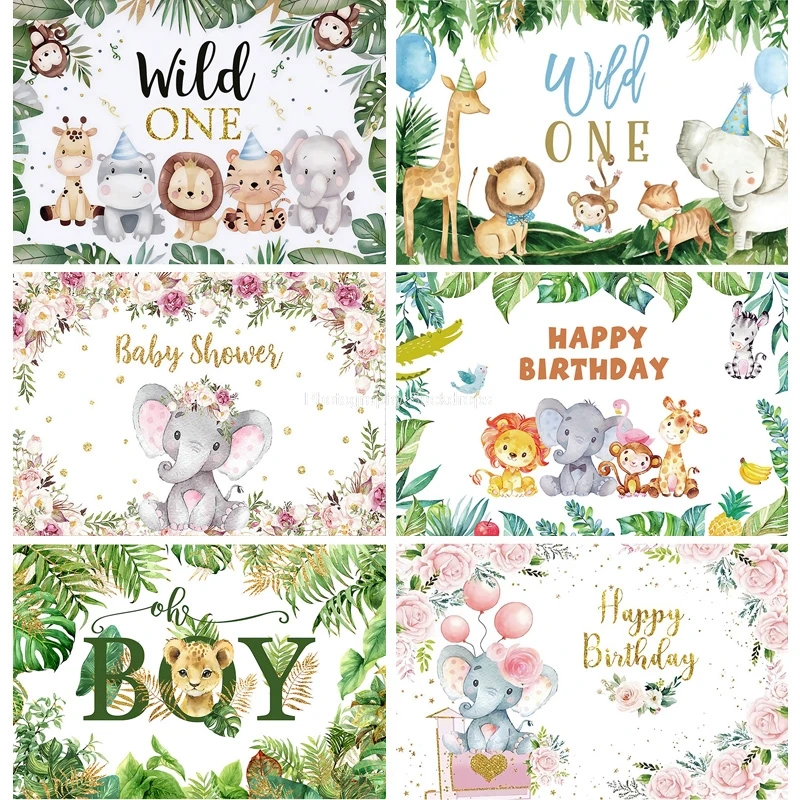 

ZHISUXI Children's Newborn 1st Birthday Party Background Jungle Animal background Photo Studio Photography Props MMT-03