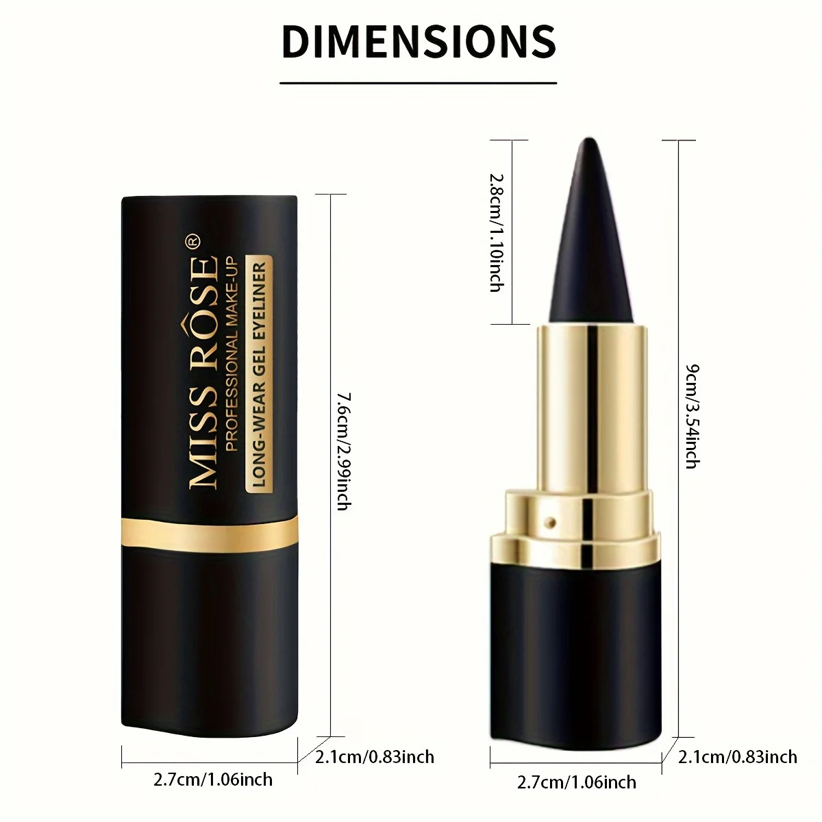 Conjunto de delineador e sombra Miss Rose de 2 peças: fosco, preto/marrom, de longa duração, escorregador suave, ideal para olhos de gato e aparência esfumaçada.