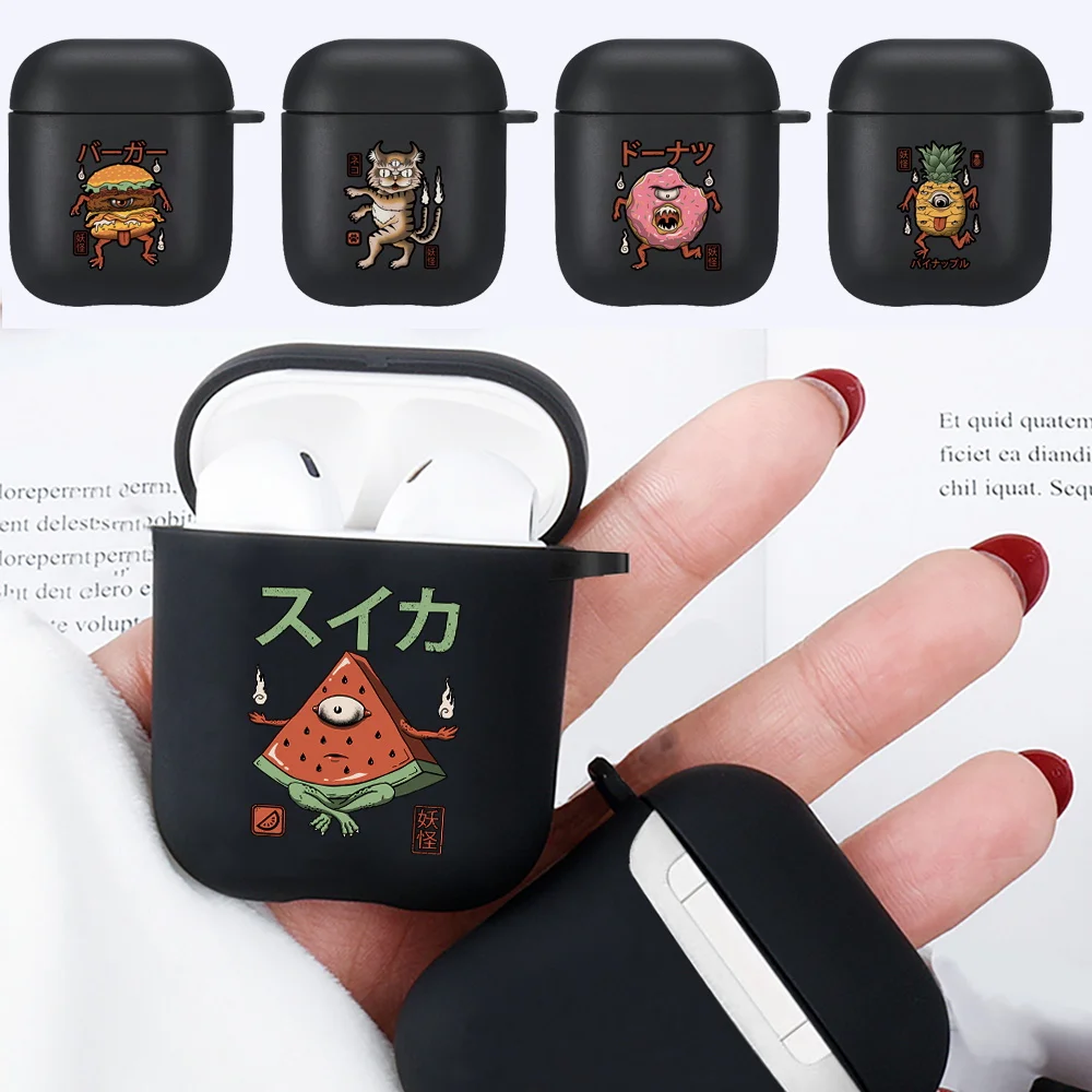 Earphone Case for Apple AirPods 1st / 2nd Gen Cute Monster Print Silicone Cover Wireless Bluetooth Headphone Protective Cases