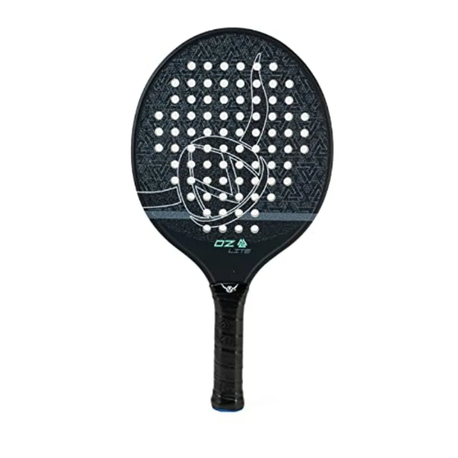 

Platform tennis paddle for outdoor use, lightweight graphite composite, black with Valknut design, enhanced control and power