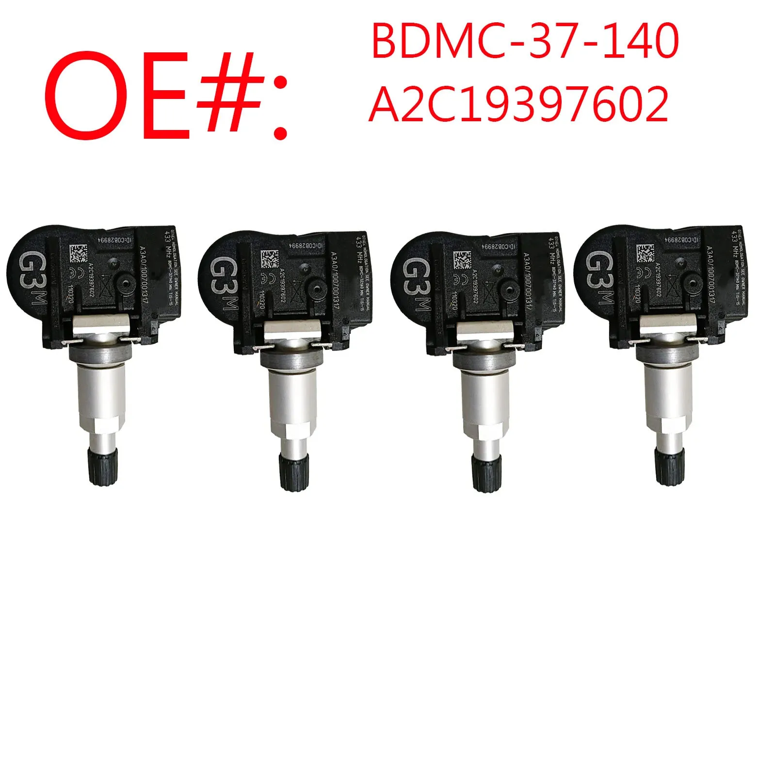 Set (4) Tire Pressure Monitoring Sensors 433MHz For 2019-2022 Mazda CX-30 OE# BDMC-37-140,BDMC37140, A2C19397602 Auto Parts