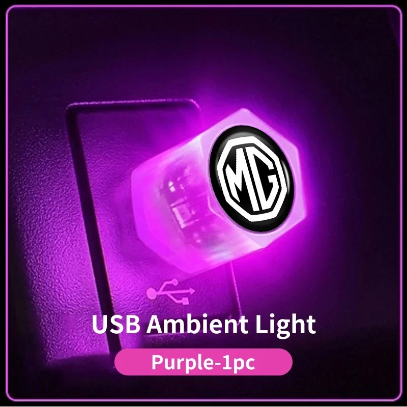 MG Logo Mini USB LED Car Ambient Light For MG ZS HS MG5 MG4 Mulan GT, Plug-in Socket Interior Night Decor Lamp Accessories