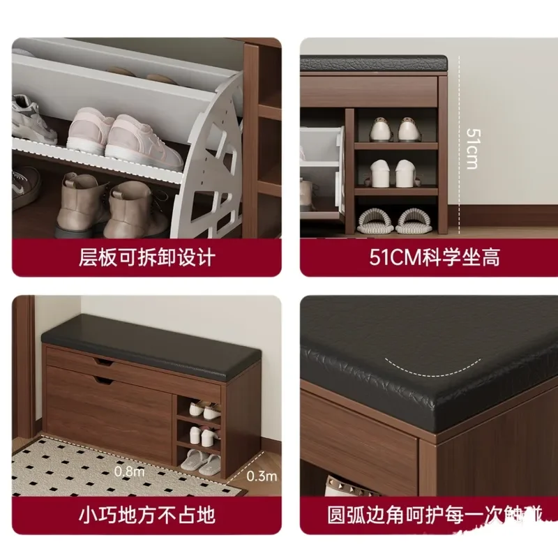 Flip Top Shoe Storage Bench Entryway Ottoman Dustproof Seat Large Capacity Rack for Porch Hallway Low Cabinet Furniture