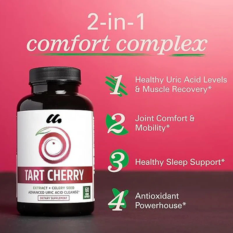 Cherry extract+celery seed capsules, premium Uric acid cleaner for healthy joint support, 60 capsules