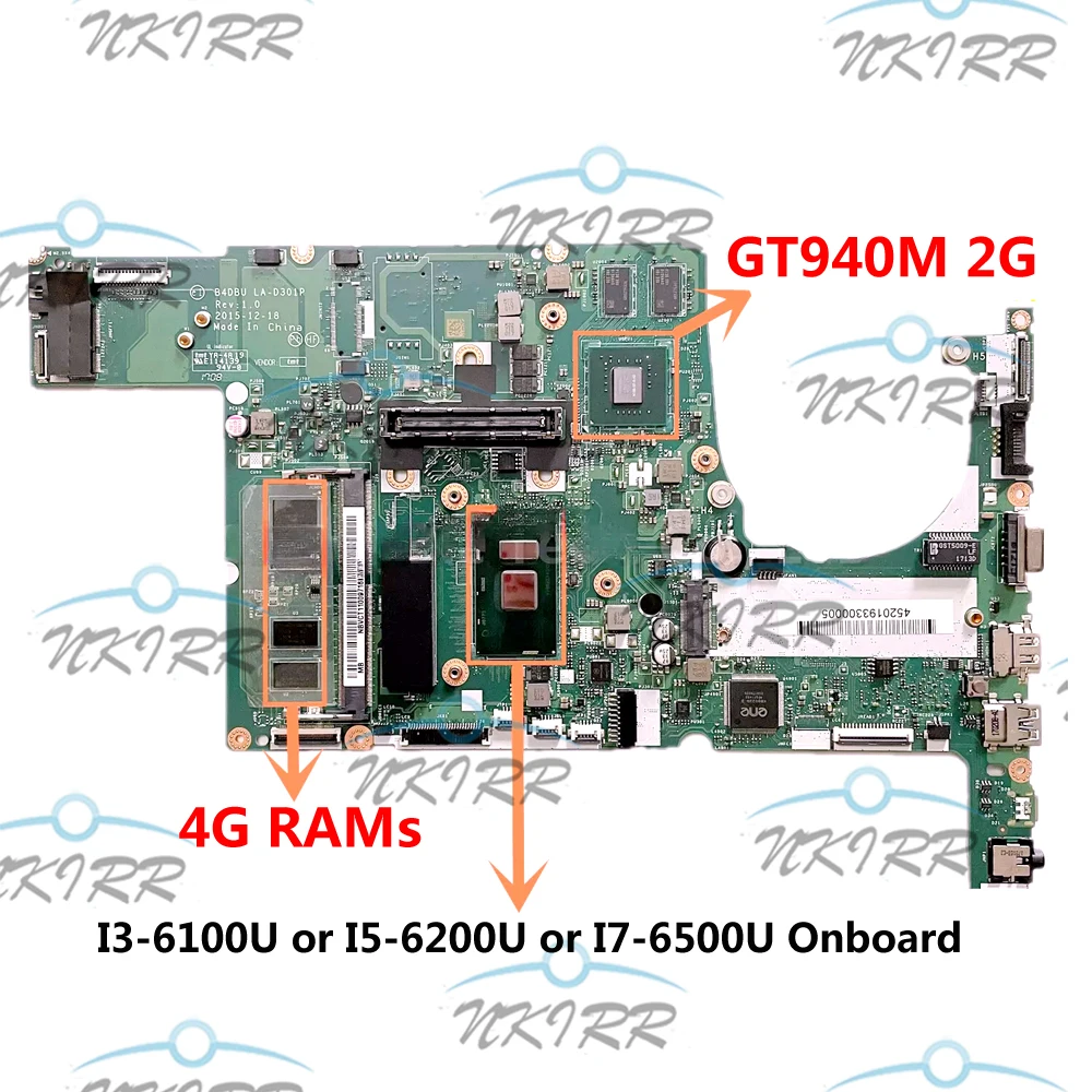 

I7 I5 940M 2G B4DBU LA-D301P NBVD011002 NBVD011003 NBVCK11006 NBVCT11009 for Travelmate P648-M TMP648 N15C5 P658-M Motherboard