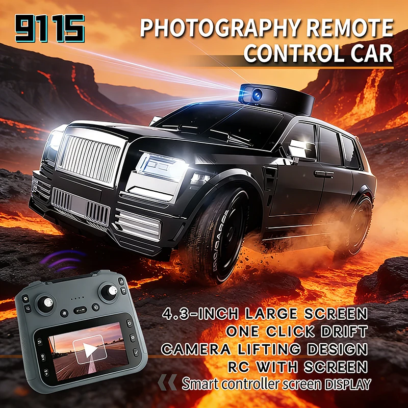 

New 911S RC Cars - 4K HD Camera 4.3-inch Screen One Click Drif Camera Lifting Design LED Lighting Drift HD Video Kids RC Vehicle