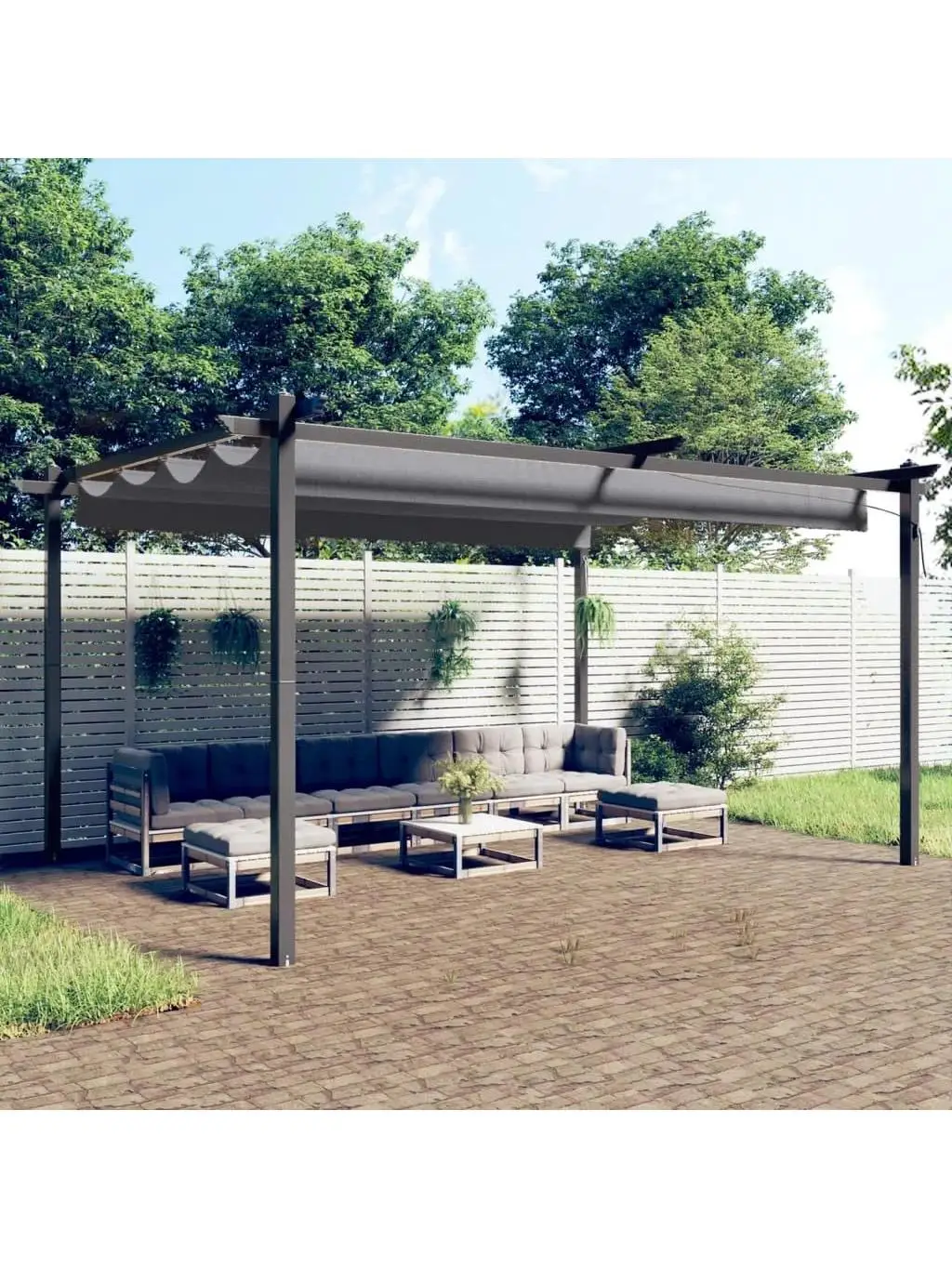Vidaxl Anthracite Garden Gazebo With Retractable Roof 4X3 M Outdoor Products Sunshade And Rainproof Outdoor
