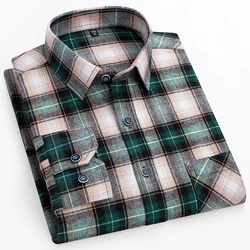 Men's 100% Cotton Flannel Soft Comfort Long Sleeve Shirt Single Pocket Casual Vintage Plaid Shirt Extra Large Size S-11XL