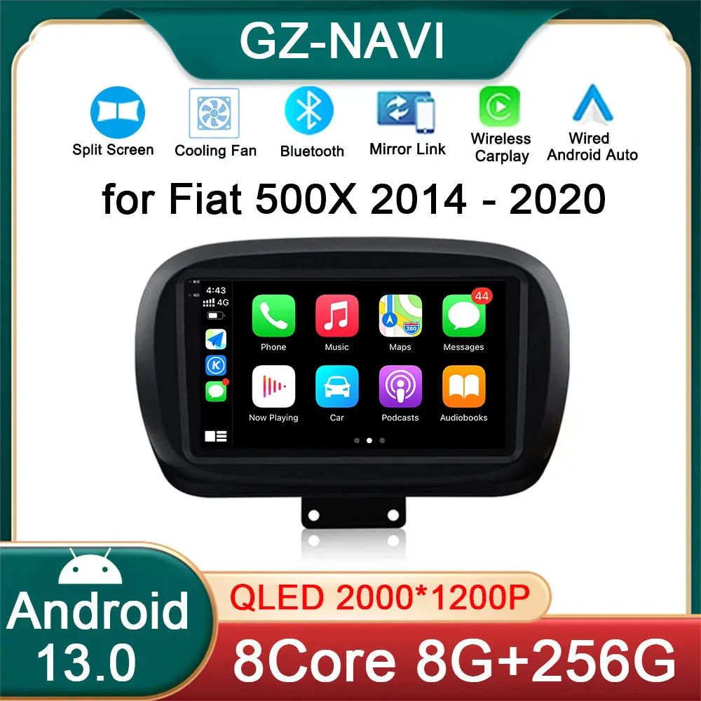 

For Fiat 500X 2014 - 2020 Android 13 Auto Radio Car Multimedia Player Navigation GPS Screen DSP 4G GPS WIFI Wireless Carplay
