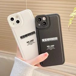 Lambskin Phone Case Neighborhood Street Trend Culture Brand NBHD Leatherwear Cover For iPhone14 11Pro 8Plus 13 12 11 XSMax XR