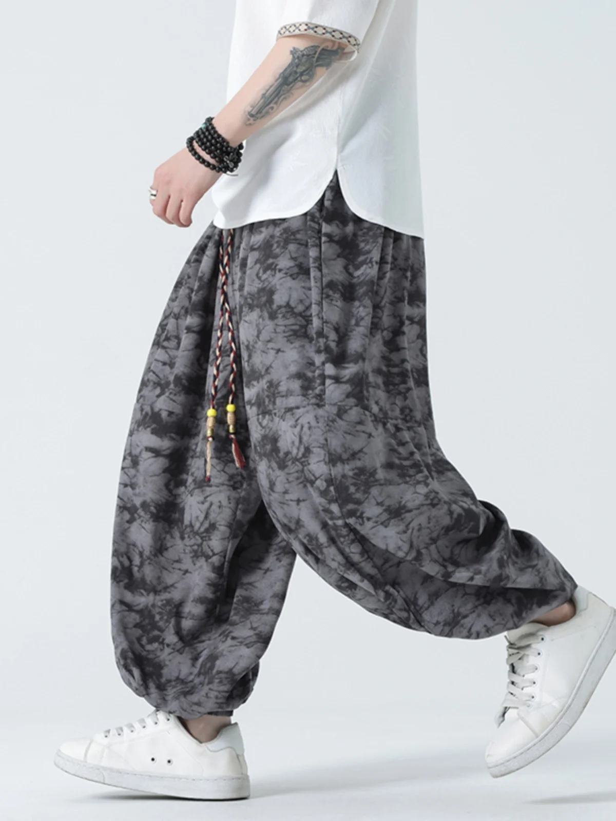 

Men's Harajuku Sle Dyeing Lantern Pants Spring Autumn Loose Fit Breathable Trousers Casual Comfortable Faionable