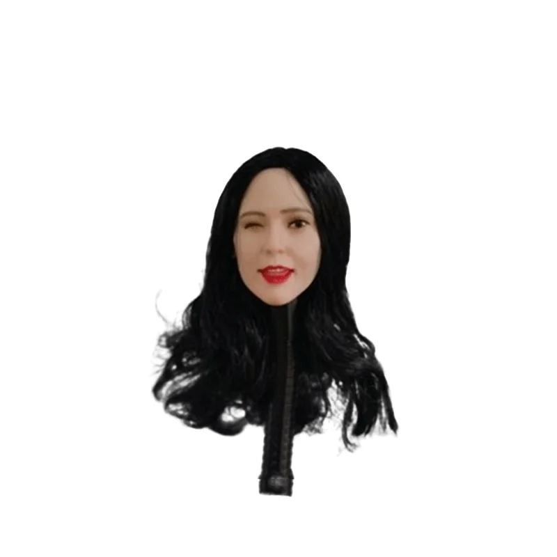 Cabeça esculpida em escala 1/6, estrela asiática, soldado feminino, modelo doce, planta de pvc, cabelo encaracolado, longo, adequado, figura de ação de 12 espaços, boneca corporal