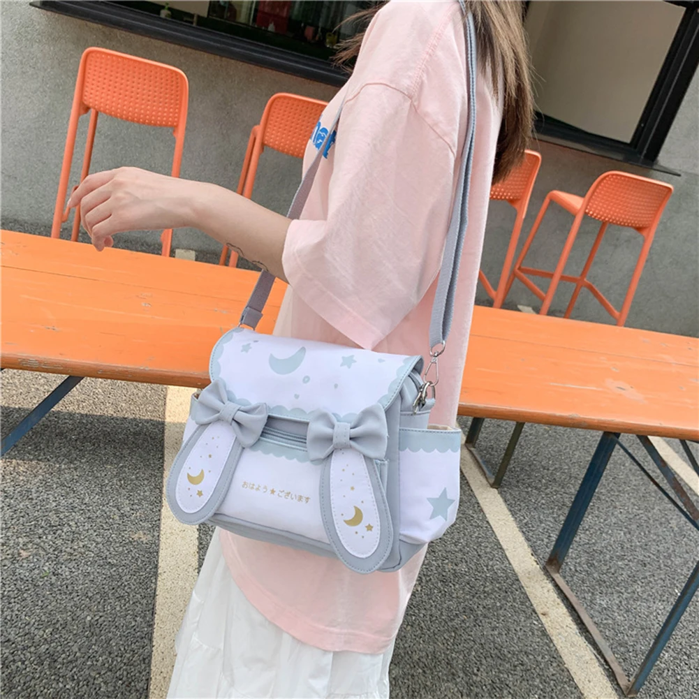 

Women Lolita Bow Tie Bag Japanese Style Cute Rabbit Crossbody Bag Adjustable Strap Anime Satchel Bag Girls Outdoor Traveling Bag