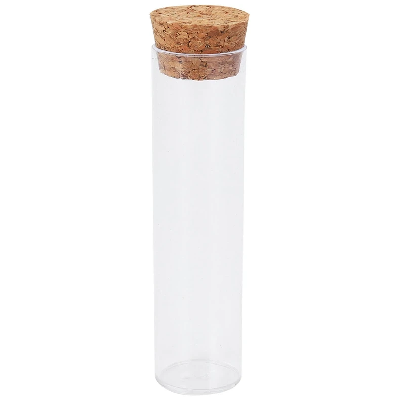 50Pcs/Pack 25X95mm Flat Bottom Tea Plastic Test Tube Drosophila Vials Culture Tube with Cork Stoppers-A79M