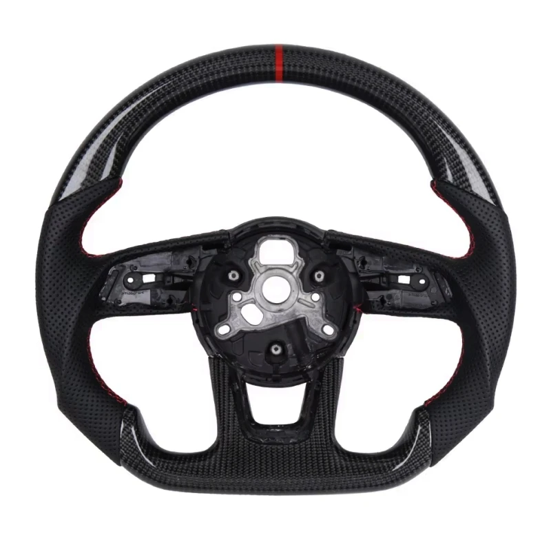 Real carbon fiber steering LED racing steering wheel Private custom flat bottom carbon fiber steering wheel