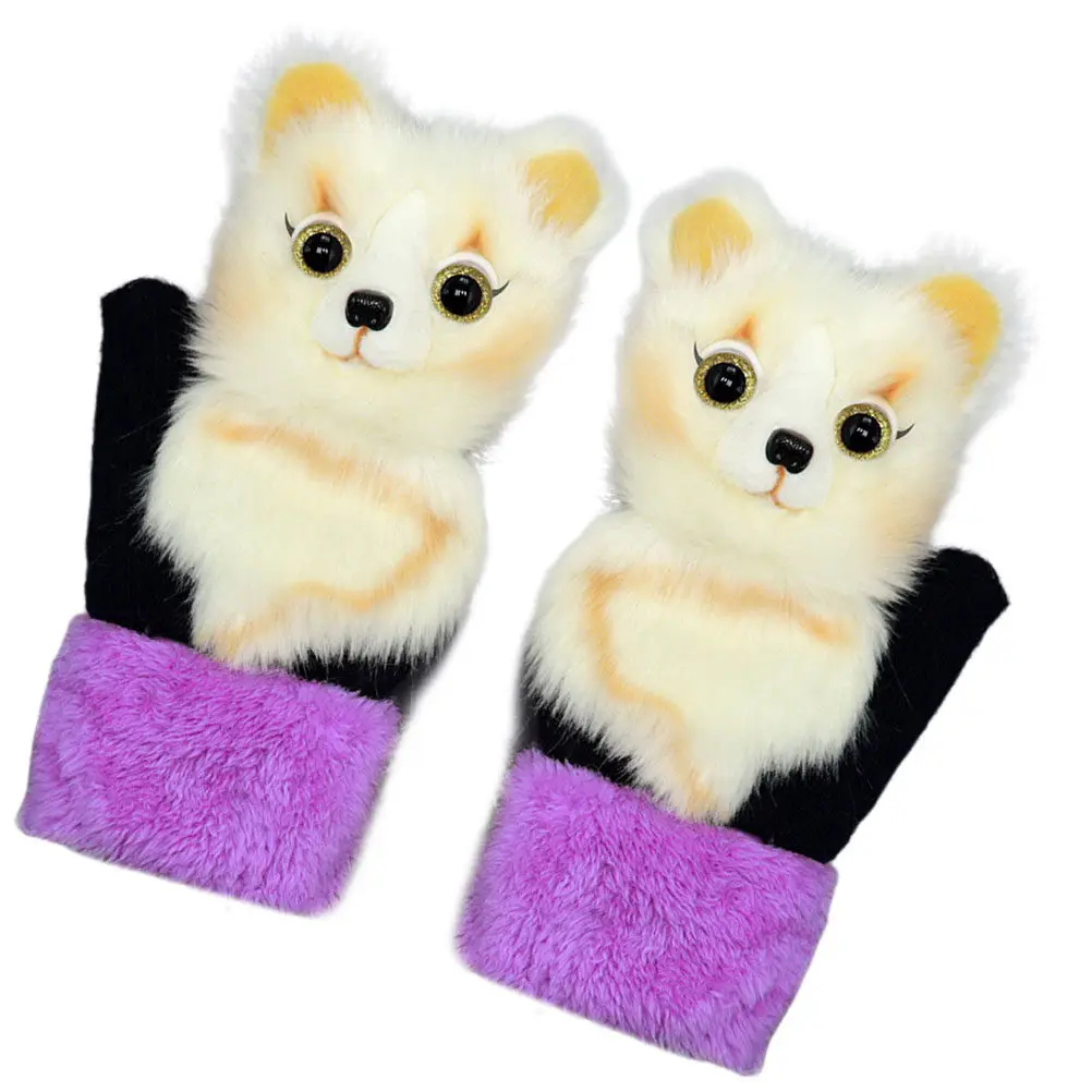 

1 пара теплых зимних перчаток на флисовой подкладке с милым кошачьим дизайном, мягкие, удобные, износостойкие, портативные, для путешествий на природе и повседневного использования