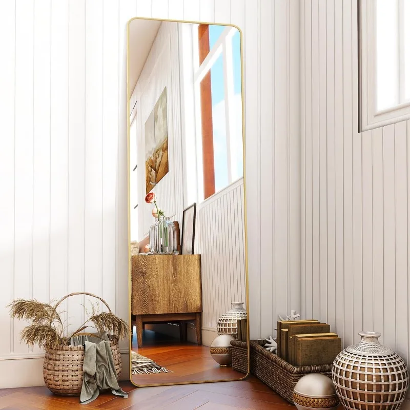 Comprimento total arredondado canto espelho, 59x16 polegadas, em pé corpo para quarto, em pé e pendurado
