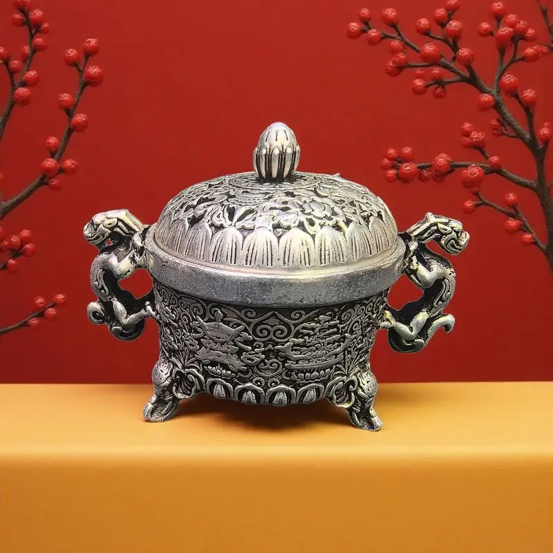Auspicious Symbols Double-Headed Candle Holder Eight Treasures Three-Legged Incense Burner