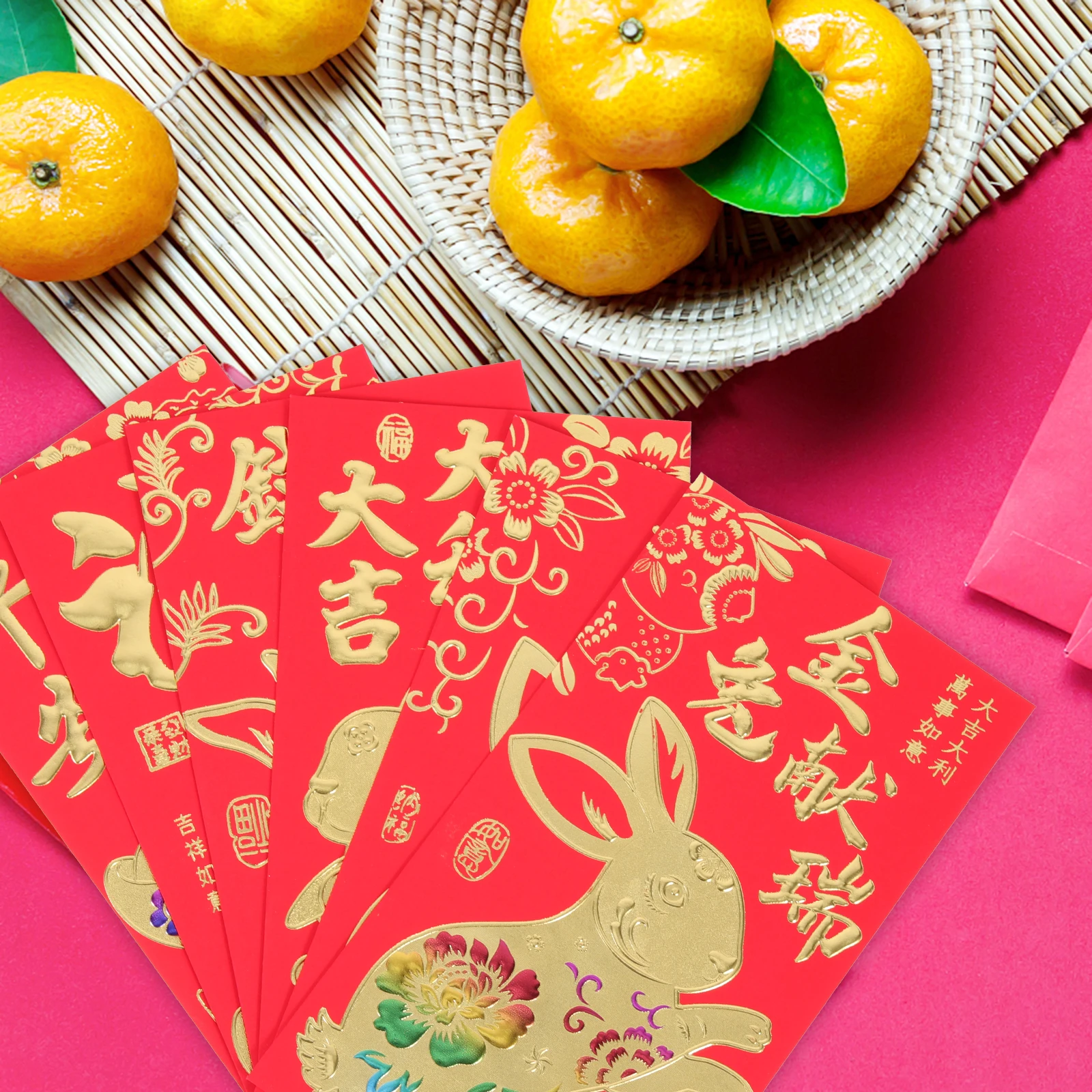 

60 шт. красные конверты на год кролика, весенний фестиваль 2023, подарок для вечеринки, мультяшные счастливые сумки для денег, новогодние пакеты с кроликом зодиака