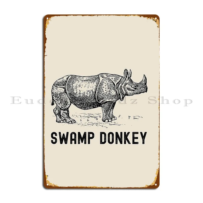 Rhino Swamp Donkey Metal Plaque Poster Classic Bar Vintage Cave Designs Tin Sign Poster