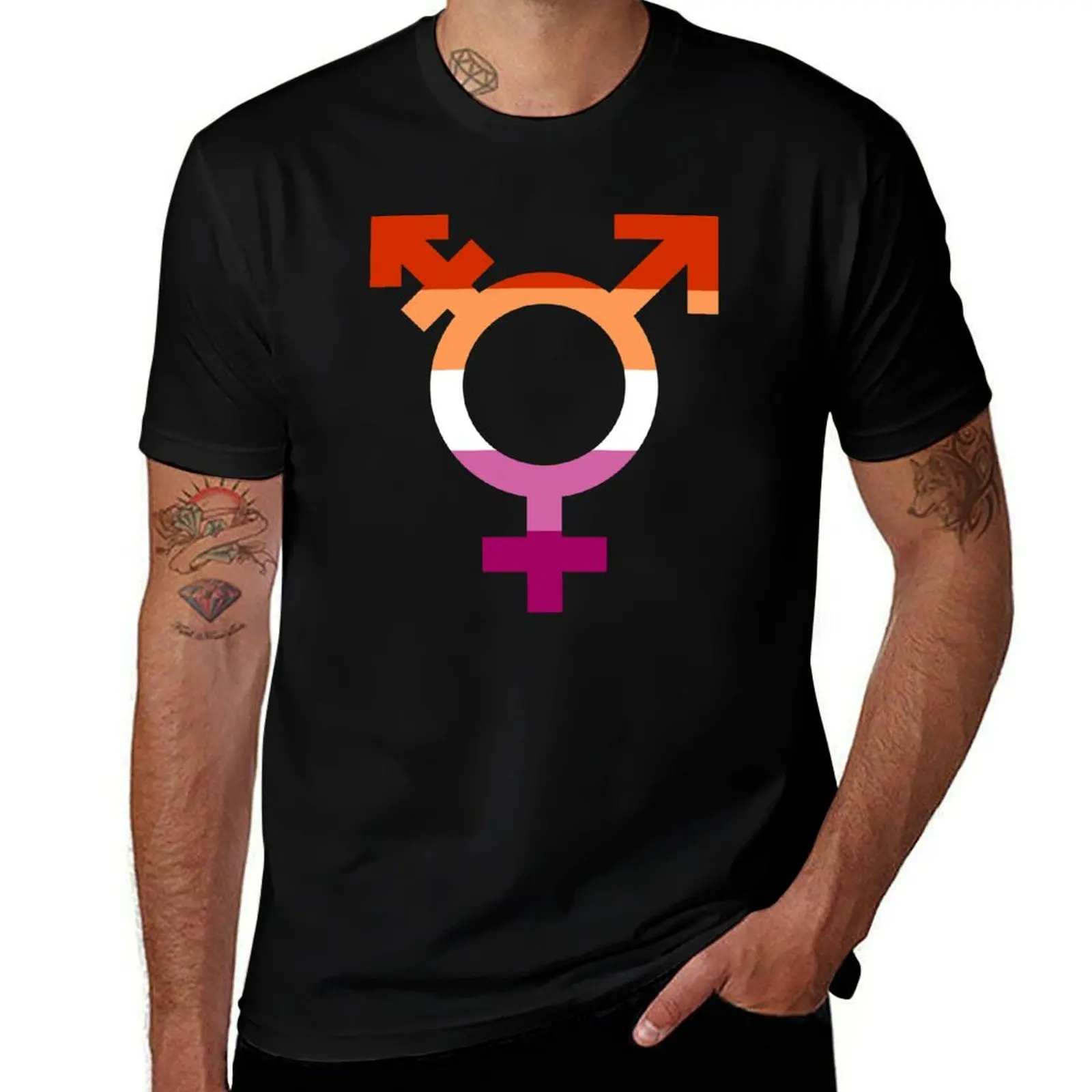 

t shirt t men luxury T-Shirt cotton Flag Pride Symbol - Lesbian 100% Lesbian Pride Trans man Transgender shirt