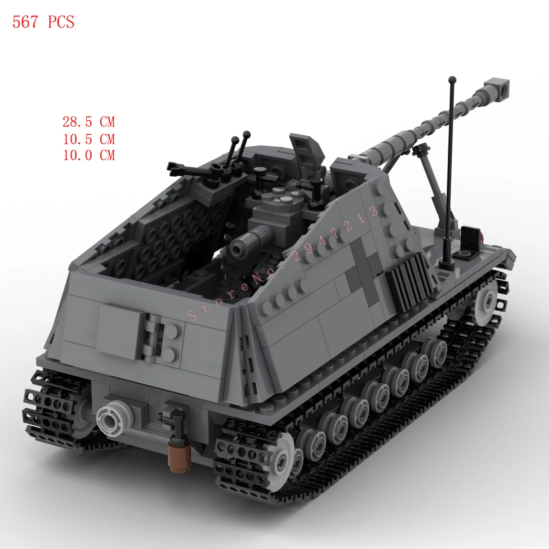 Modèle de construction en briques de véhicules militaires de la Seconde Guerre mondiale, chasseur de chars Rhino, équipement de l'armée allemande, armes, front de l'Est, jouet cadeau