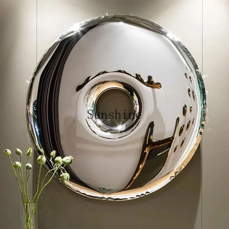 YModern light luxury stainless steel round wall decoration living room sofa background wall pendant