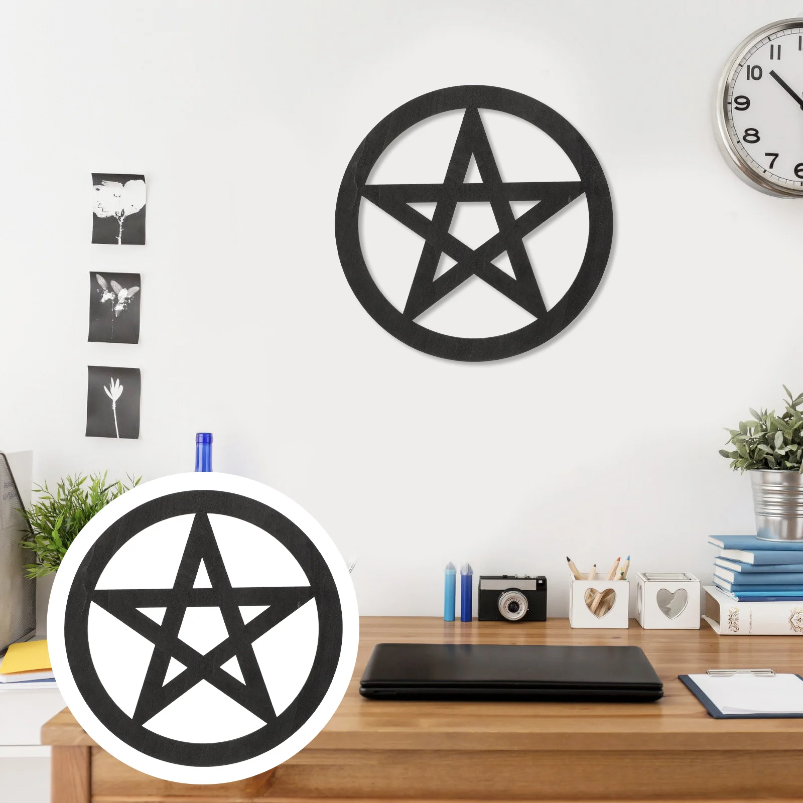 Pentagram Decoration Practical Wooden Altar Tile Ceremony Carving Ritual Ornaments Vintage Home