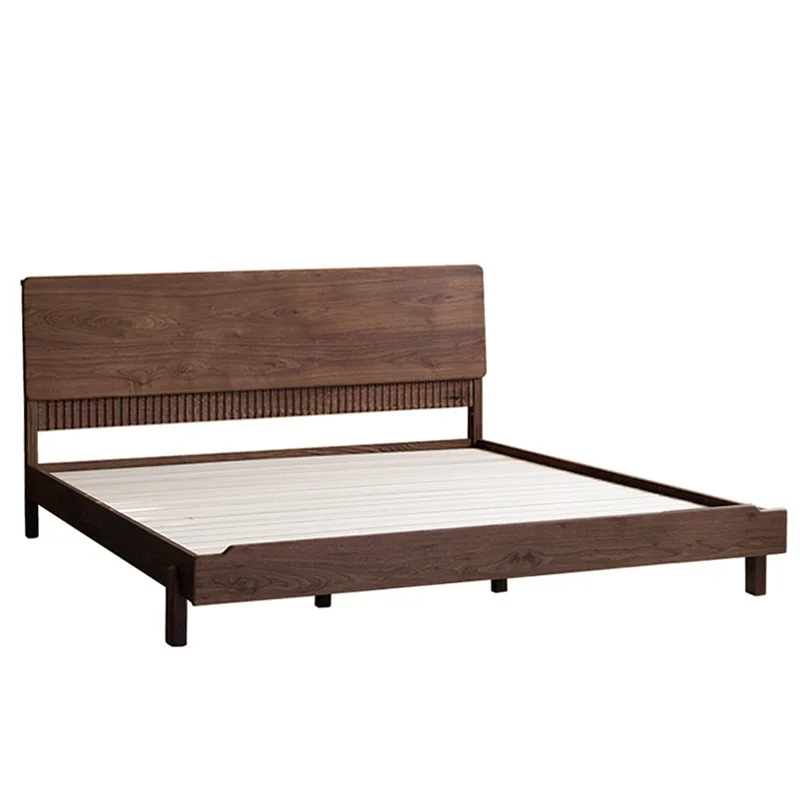 

North American black walnut bed full solid wood bed retro master bedroom 1.8 meters walnut double bed