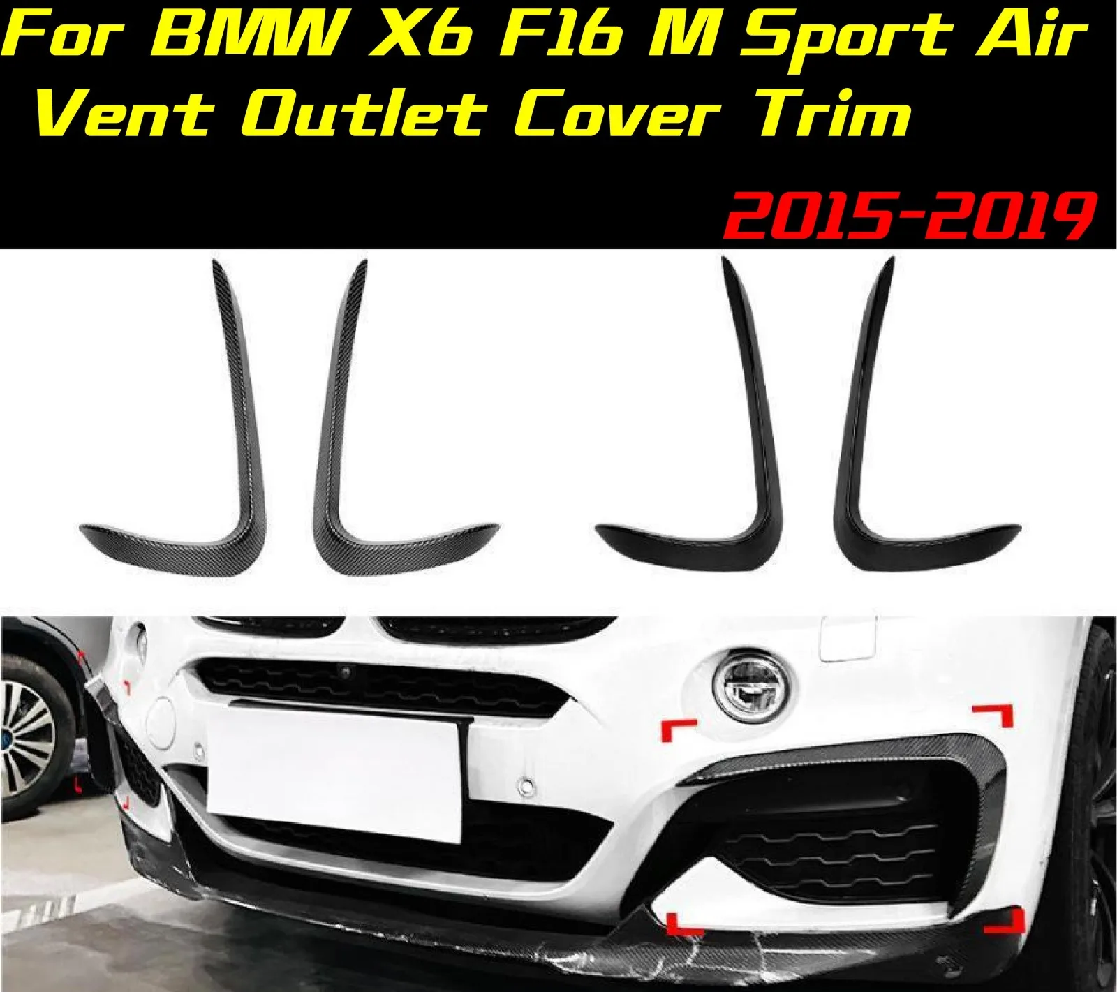 

2 шт. для BMW X6 F16 M Sport 2015-2019 автомобильный бампер, канаты, разделитель губ, накладка, накладка на вентиляционное отверстие, накладка, автомобильный аксессуар