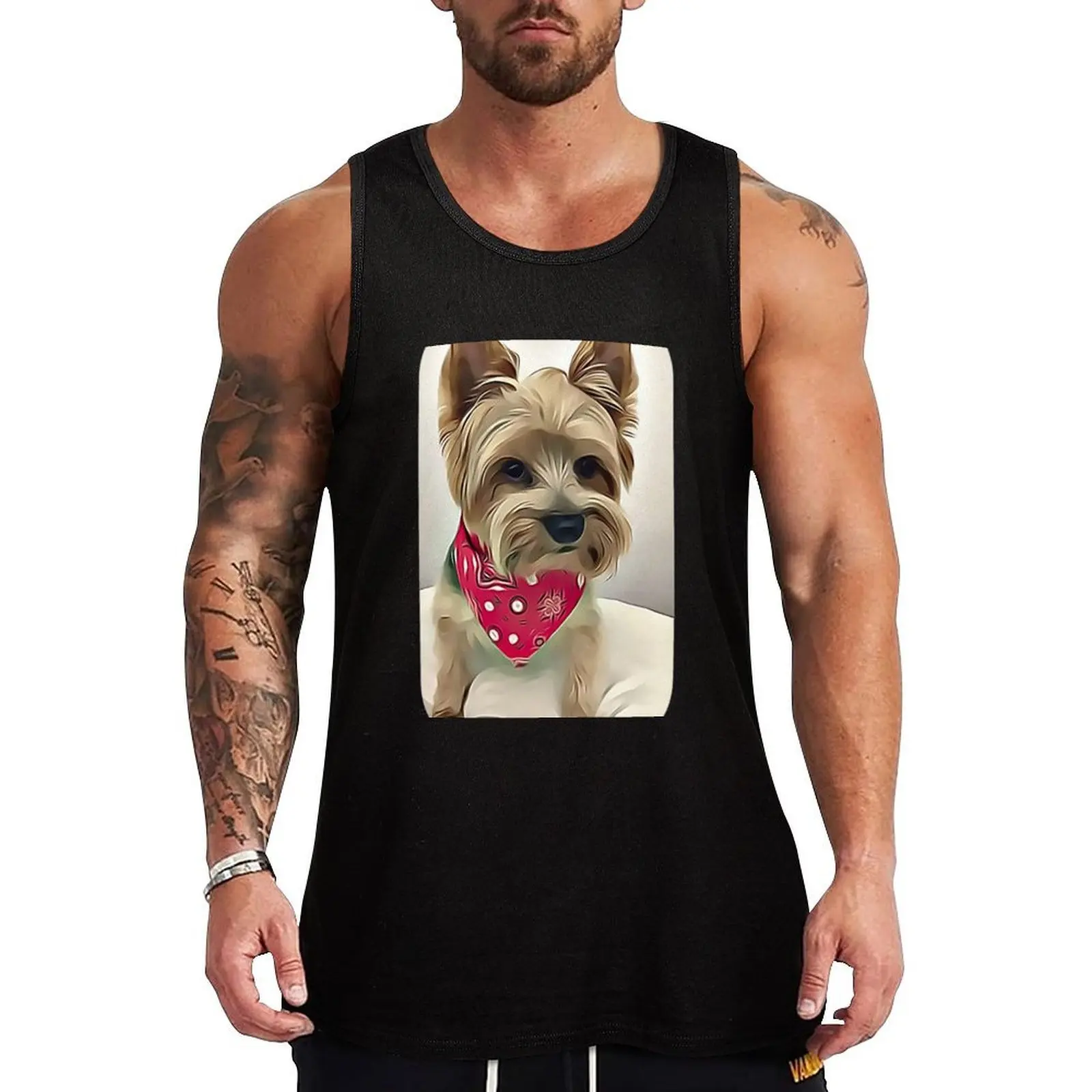 Camiseta sin mangas Australian Silky Terrier con estampado de texto y gráfico de letras, informal, sin mangas