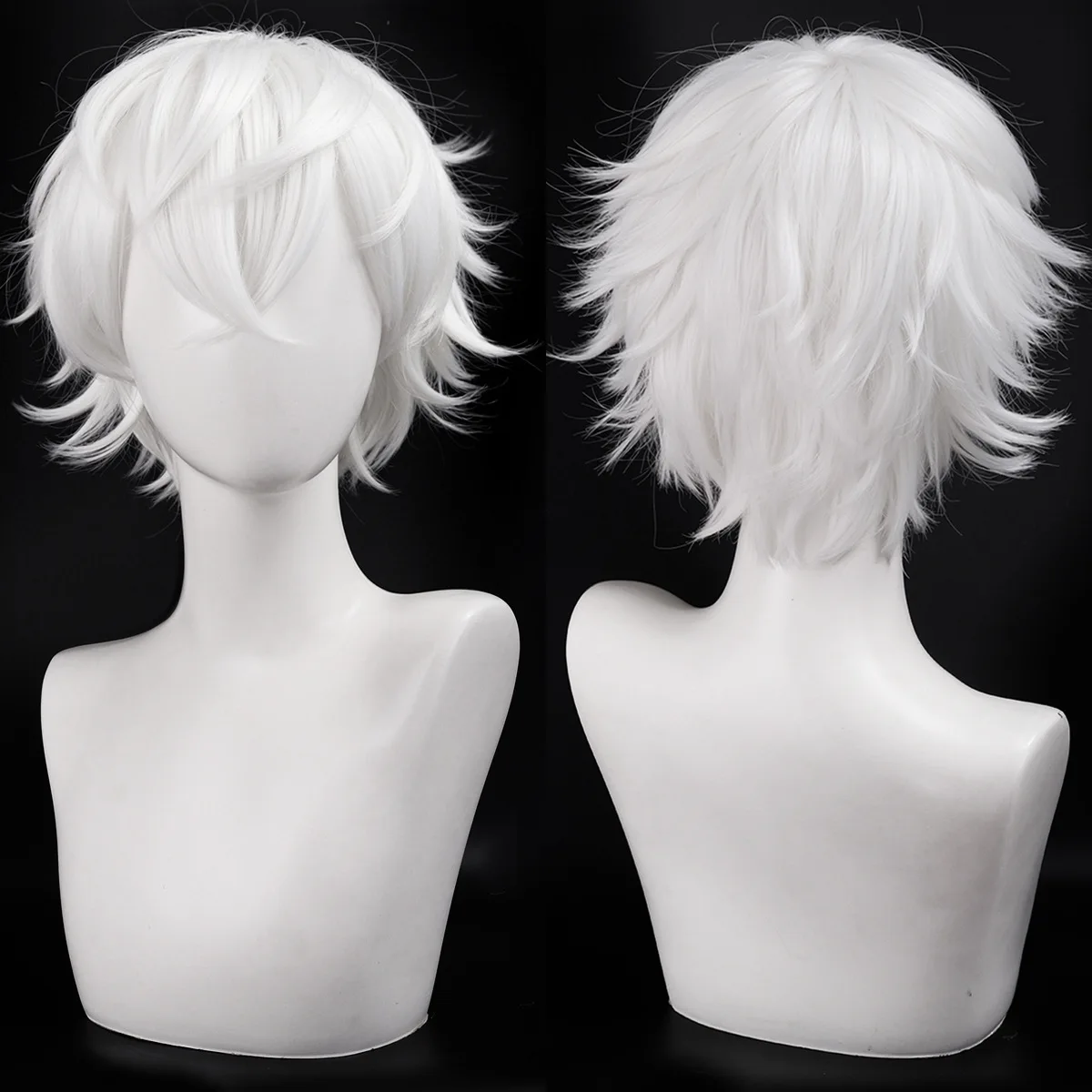 Men Women Synthetic Anime Cosplay Wigs Short Straight Hair Heat Resistance Multicolour Red White Pink Gray Brown