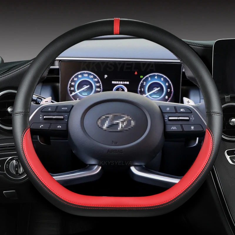 PU Leather Car Steering Wheel Cover For Hyundai Tucson 2021 2022 NX4 Elantra 2020 Sonata 10th 2020 2021 2022 Auto Accessories view 6