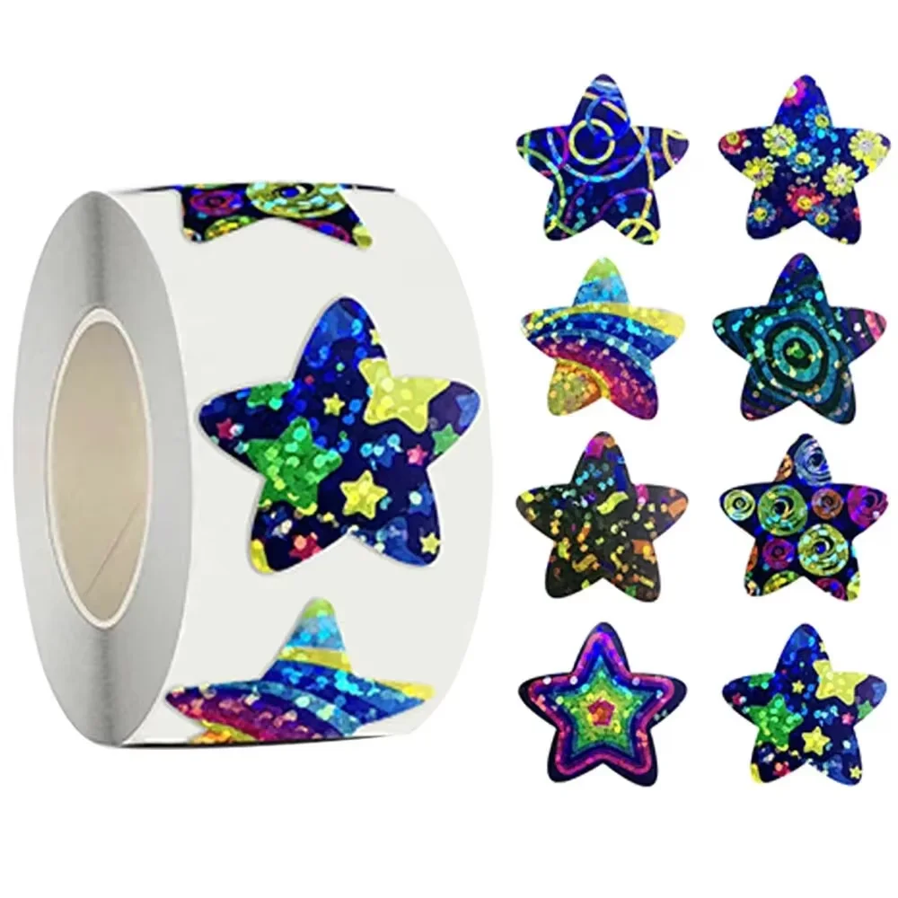 500Pcs/Roll Cartoon blue Star Rewards Stickers paper Starry Sky Adhesive Labels 2.5cm/1.0in For Learning Rewards Game Party Gift