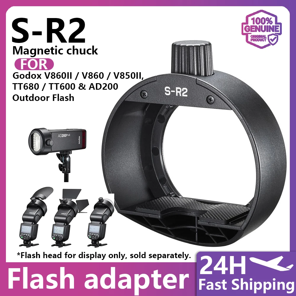 Adaptador S-R2, compatível com flashes: V860II / V860 / V850II, TT680 / TT600 e Flash Externo AD200